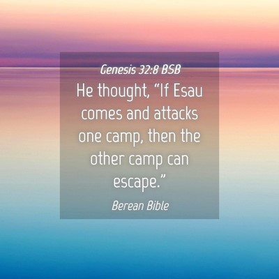 Picture 04 - Genesis 32:8 BSB - He thought, “If Esau comes and attacks one - Bible Verse Picture