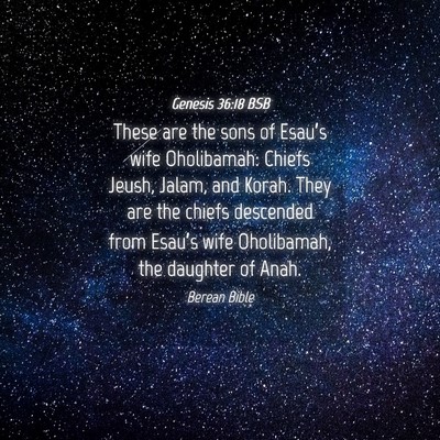 Picture 04 - Genesis 36:18 BSB - These are the sons of Esau’s wife Oholibamah: - Bible Verse Picture