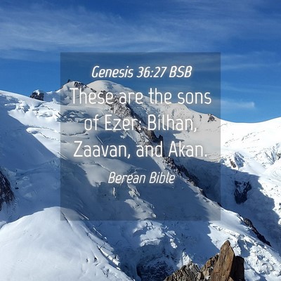 Picture 04 - Genesis 36:27 BSB - These are the sons of Ezer: Bilhan, Zaavan, and - Bible Verse Picture