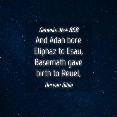 Picture 04 - Genesis 36:4 BSB - And Adah bore Eliphaz to Esau, Basemath gave - Bible Verse Picture