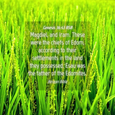 Picture 04 - Genesis 36:43 BSB - Magdiel, and Iram. These were the chiefs of Edom, - Bible Verse Picture