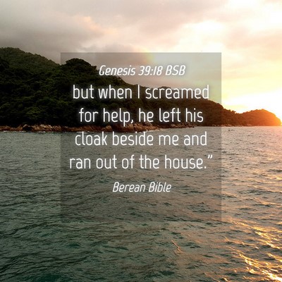 Picture 04 - Genesis 39:18 BSB - but when I screamed for help, he left his cloak - Bible Verse Picture
