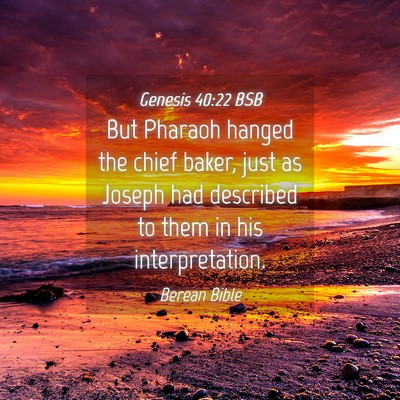 Picture 04 - Genesis 40:22 BSB - But Pharaoh hanged the chief baker, just as - Bible Verse Picture