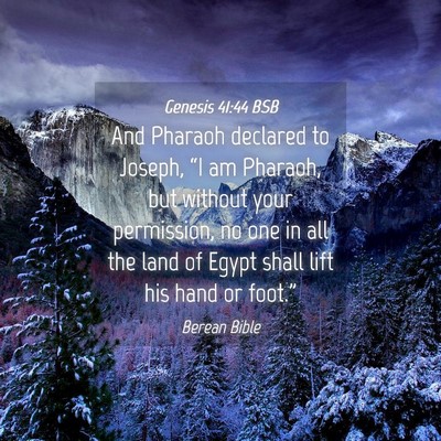 Picture 04 - Genesis 41:44 BSB - And Pharaoh declared to Joseph, “I am Pharaoh, - Bible Verse Picture
