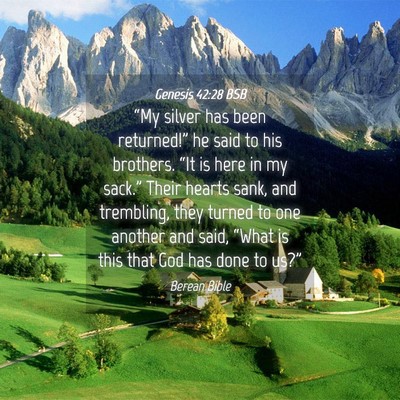 Picture 04 - Genesis 42:28 BSB - “My silver has been returned!” he said to his - Bible Verse Picture