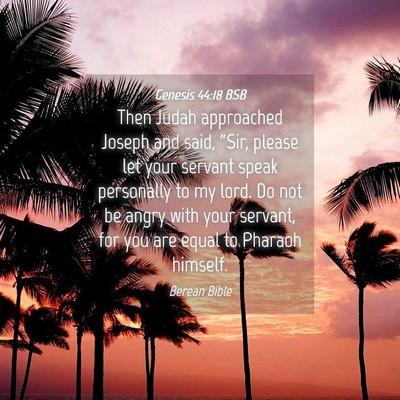 Picture 04 - Genesis 44:18 BSB - Then Judah approached Joseph and said, “Sir, - Bible Verse Picture