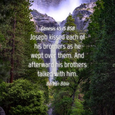 Picture 04 - Genesis 45:15 BSB - Joseph kissed each of his brothers as he wept - Bible Verse Picture