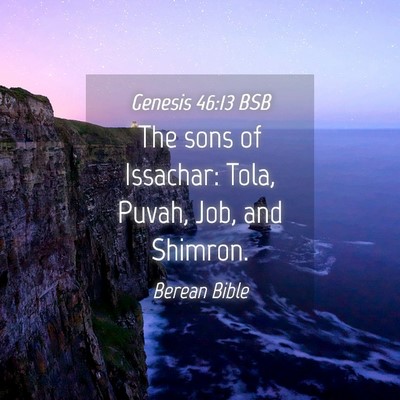 Picture 04 - Genesis 46:13 BSB - The sons of Issachar: Tola, Puvah, Job, and - Bible Verse Picture