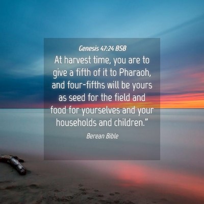 Picture 04 - Genesis 47:24 BSB - At harvest time, you are to give a fifth of it to - Bible Verse Picture