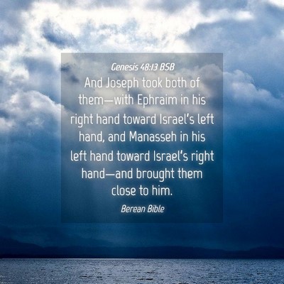 Picture 04 - Genesis 48:13 BSB - And Joseph took both of them—with Ephraim in - Bible Verse Picture