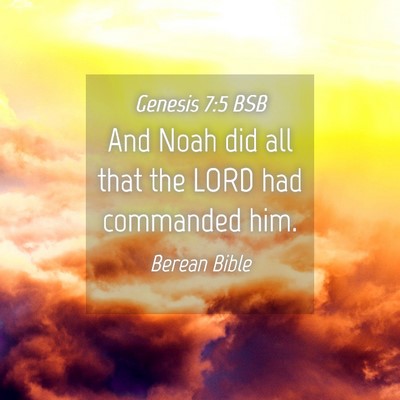 Picture 04 - Genesis 7:5 BSB - And Noah did all that the LORD had commanded - Bible Verse Picture