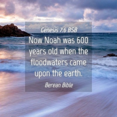 Picture 04 - Genesis 7:6 BSB - Now Noah was 600 years old when the floodwaters - Bible Verse Picture