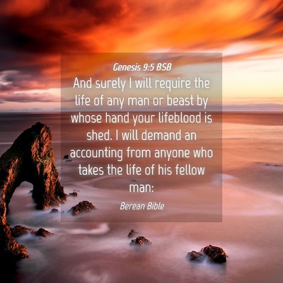 Picture 04 - Genesis 9:5 BSB - And surely I will require the life of any man or - Bible Verse Picture