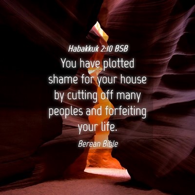 Picture 04 - Habakkuk 2:10 BSB - You have plotted shame for your house by cutting - Bible Verse Picture