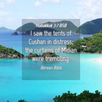 Picture 04 - Habakkuk 3:7 BSB - I saw the tents of Cushan in distress; the - Bible Verse Picture