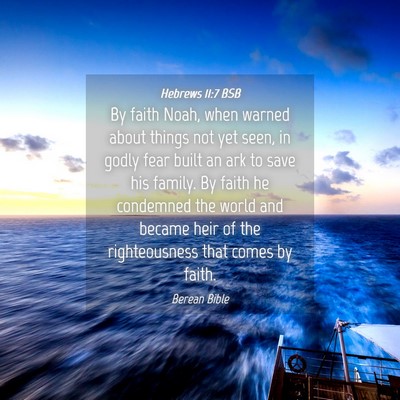 Picture 04 - Hebrews 11:7 BSB - By faith Noah, when warned about things not yet - Bible Verse Picture