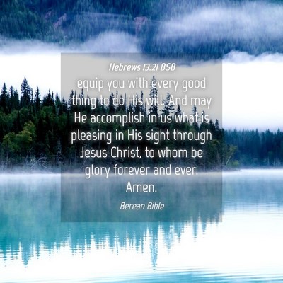 Picture 04 - Hebrews 13:21 BSB - equip you with every good thing to do His will. - Bible Verse Picture