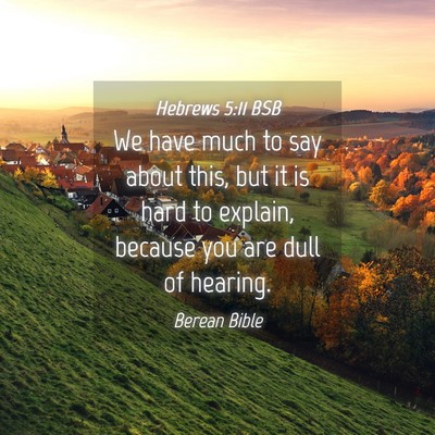 Picture 04 - Hebrews 5:11 BSB - We have much to say about this, but it is hard to - Bible Verse Picture