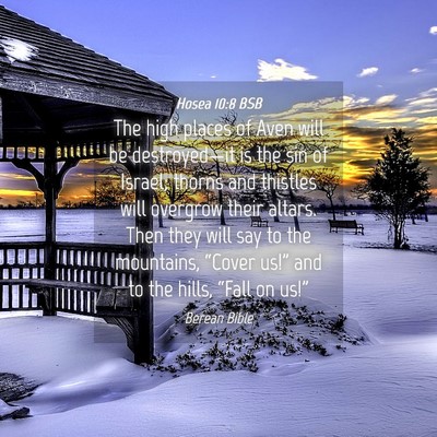 Picture 04 - Hosea 10:8 BSB - The high places of Aven will be destroyed—it is - Bible Verse Picture