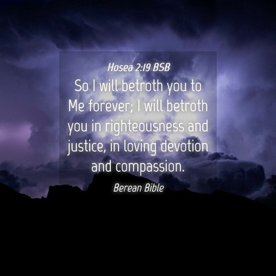 Picture 04 - Hosea 2:19 BSB - So I will betroth you to Me forever; I will - Bible Verse Picture