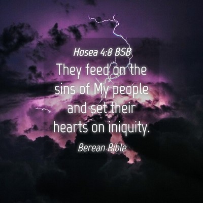 Picture 04 - Hosea 4:8 BSB - They feed on the sins of My people and set their - Bible Verse Picture
