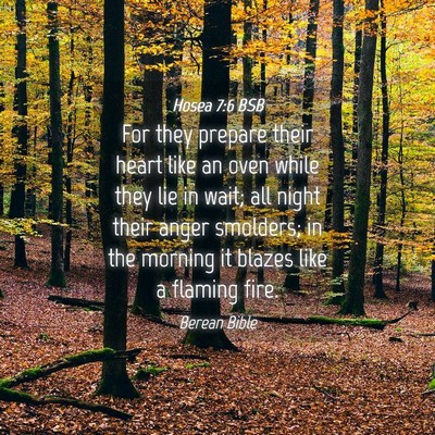 Picture 04 - Hosea 7:6 BSB - For they prepare their heart like an oven while - Bible Verse Picture