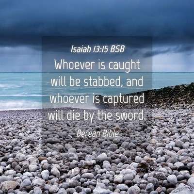 Picture 04 - Isaiah 13:15 BSB - Whoever is caught will be stabbed, and whoever is - Bible Verse Picture
