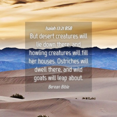 Picture 04 - Isaiah 13:21 BSB - But desert creatures will lie down there, and - Bible Verse Picture