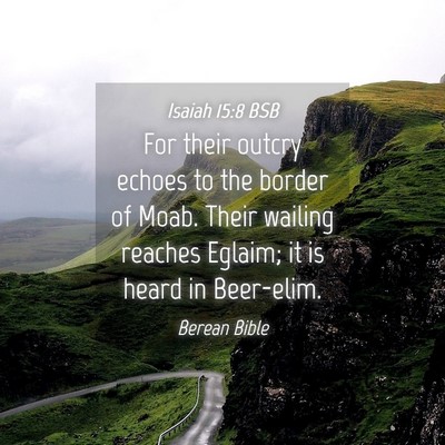 Picture 04 - Isaiah 15:8 BSB - For their outcry echoes to the border of Moab. - Bible Verse Picture