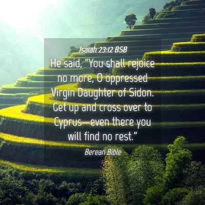 Picture 04 - Isaiah 23:12 BSB - He said, “You shall rejoice no more, O - Bible Verse Picture
