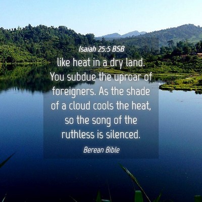 Picture 04 - Isaiah 25:5 BSB - like heat in a dry land. You subdue the uproar of - Bible Verse Picture