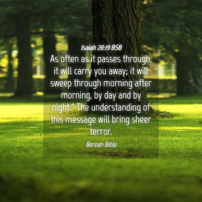 Picture 04 - Isaiah 28:19 BSB - As often as it passes through, it will carry you - Bible Verse Picture
