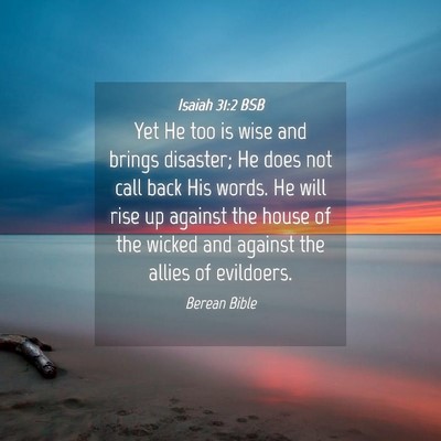 Picture 04 - Isaiah 31:2 BSB - Yet He too is wise and brings disaster; He does - Bible Verse Picture