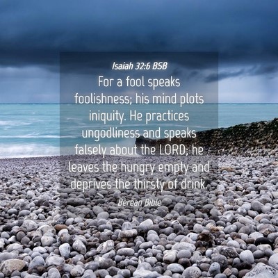 Picture 04 - Isaiah 32:6 BSB - For a fool speaks foolishness; his mind plots - Bible Verse Picture