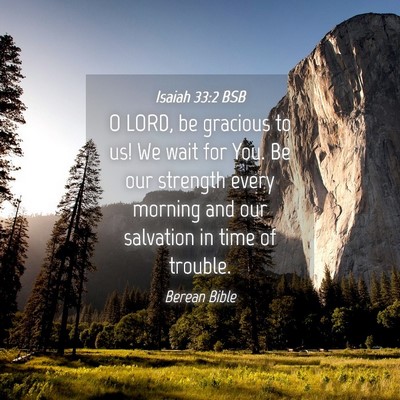 Picture 04 - Isaiah 33:2 BSB - O LORD, be gracious to us! We wait for You. Be - Bible Verse Picture