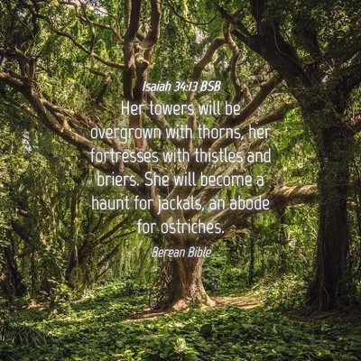 Picture 04 - Isaiah 34:13 BSB - Her towers will be overgrown with thorns, her - Bible Verse Picture