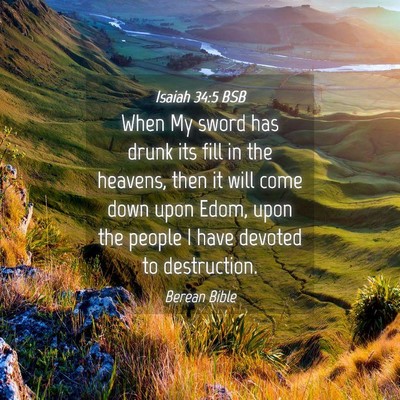 Picture 04 - Isaiah 34:5 BSB - When My sword has drunk its fill in the heavens, - Bible Verse Picture