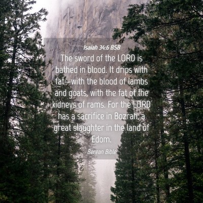 Picture 04 - Isaiah 34:6 BSB - The sword of the LORD is bathed in blood. It - Bible Verse Picture