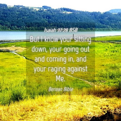 Picture 04 - Isaiah 37:28 BSB - But I know your sitting down, your going out and - Bible Verse Picture