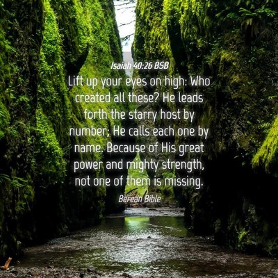 Picture 04 - Isaiah 40:26 BSB - Lift up your eyes on high: Who created all these? - Bible Verse Picture