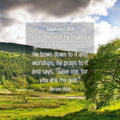 Picture 04 - Isaiah 44:17 BSB - From the rest he makes a god, his graven image. - Bible Verse Picture