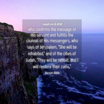 Picture 04 - Isaiah 44:26 BSB - who confirms the message of His servant and - Bible Verse Picture