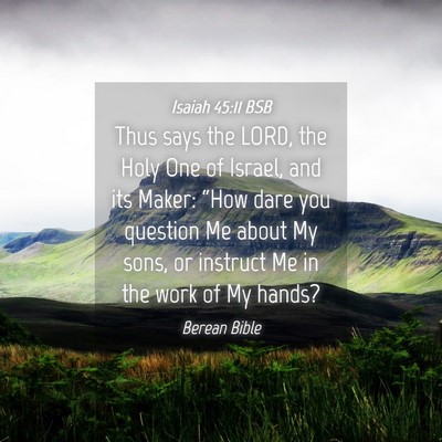 Picture 04 - Isaiah 45:11 BSB - Thus says the LORD, the Holy One of Israel, and - Bible Verse Picture