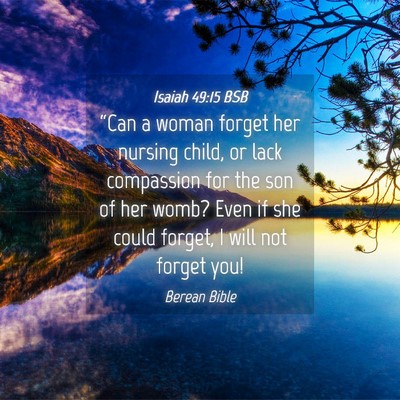 Picture 04 - Isaiah 49:15 BSB - “Can a woman forget her nursing child, or lack - Bible Verse Picture