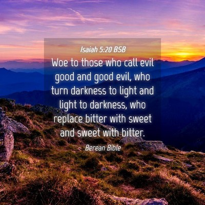 Picture 04 - Isaiah 5:20 BSB - Woe to those who call evil good and good evil, - Bible Verse Picture
