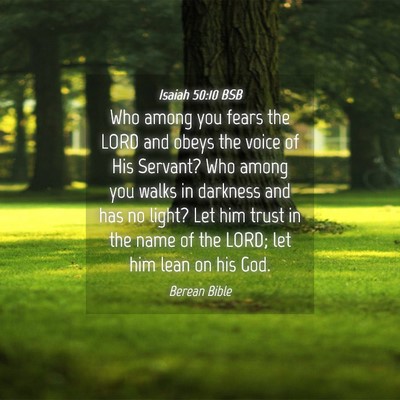 Picture 04 - Isaiah 50:10 BSB - Who among you fears the LORD and obeys the voice - Bible Verse Picture