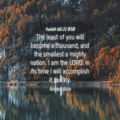 Picture 04 - Isaiah 60:22 BSB - The least of you will become a thousand, and the - Bible Verse Picture