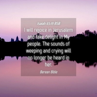 Picture 04 - Isaiah 65:19 BSB - I will rejoice in Jerusalem and take delight in - Bible Verse Picture