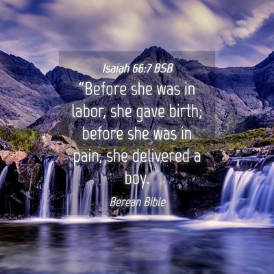 Picture 04 - Isaiah 66:7 BSB - “Before she was in labor, she gave birth; - Bible Verse Picture