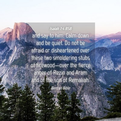 Picture 04 - Isaiah 7:4 BSB - and say to him: Calm down and be quiet. Do not be - Bible Verse Picture